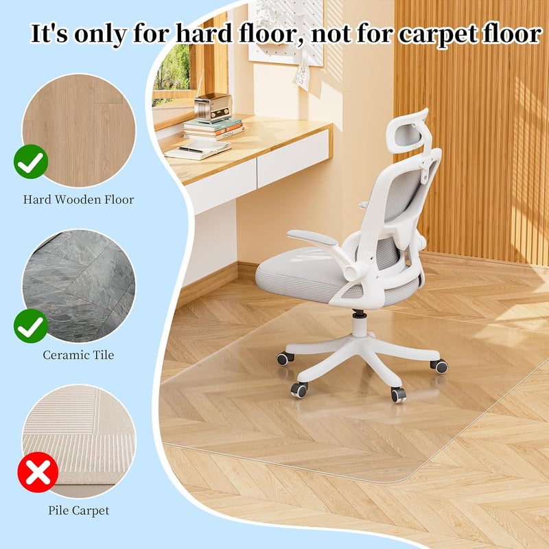 Tonaus Chair Mat for Hard Floor Office Chair Mat Desks Mats Large 48"×36" (3'x4'),Transparent Clear PVC Floor Protector for Home Office Study Wooden Floors - Image 3